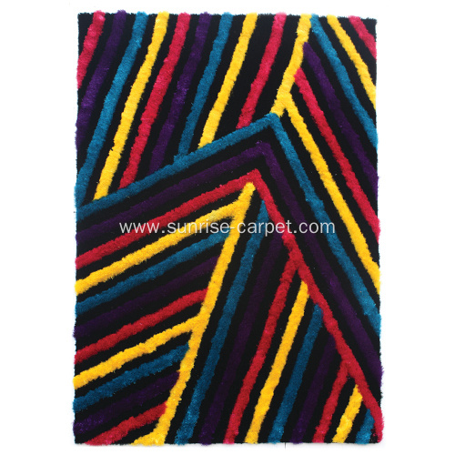 Thin Yarn Shaggy Rug With 3D Design